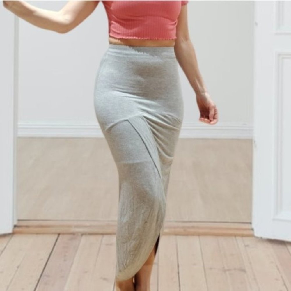 Rebel Sugar Rayon Curvy slit Skirt- Heather Grey- XS